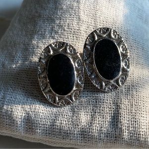 Black & Silver Post Earrings